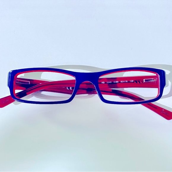 Ray-Ban Red White & Navy Blue Eye glass /Sunglasses Frames w/Original Case - Picture 3 of 9